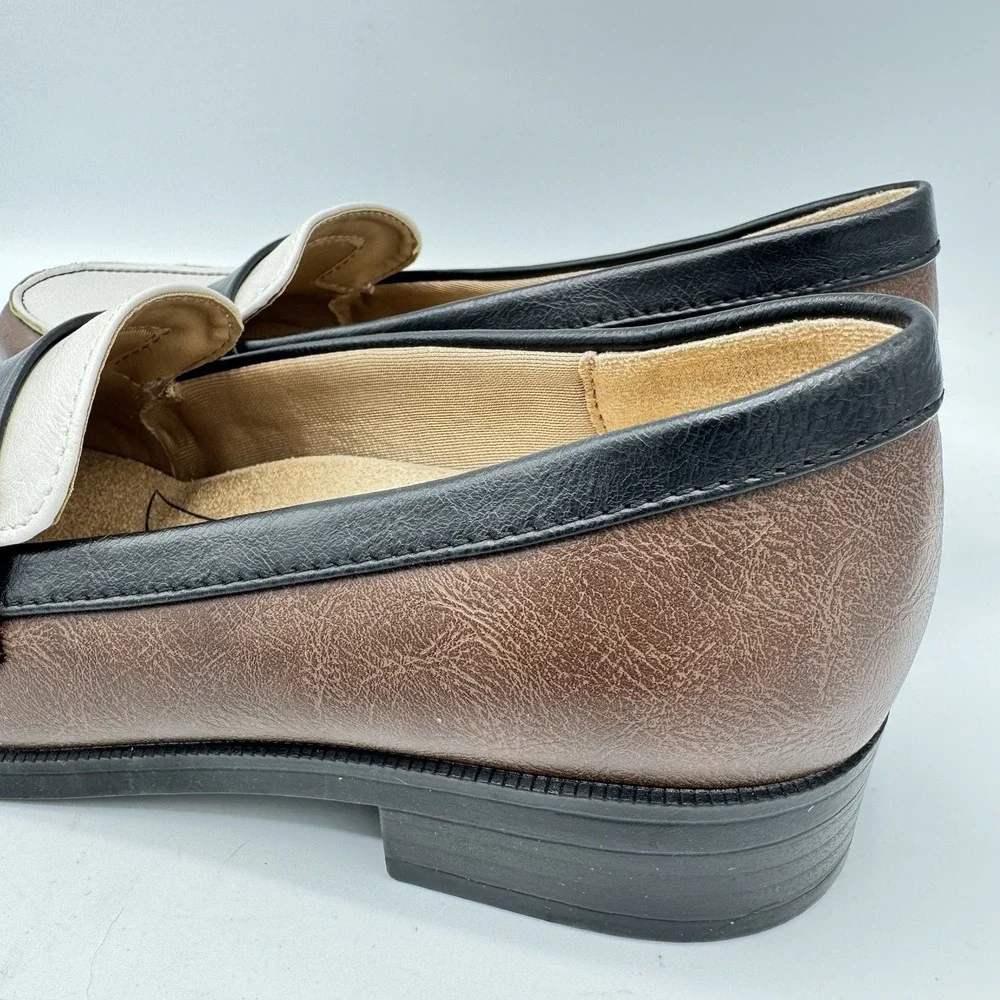 LifeStride Sonoma 2 Loafers Womens 6.5M Comfort Brown Black White Slip On